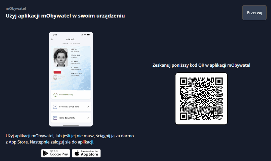 Rejestracja w STS przez mObywatel