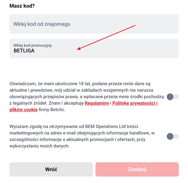 Betclic kod promocyjny