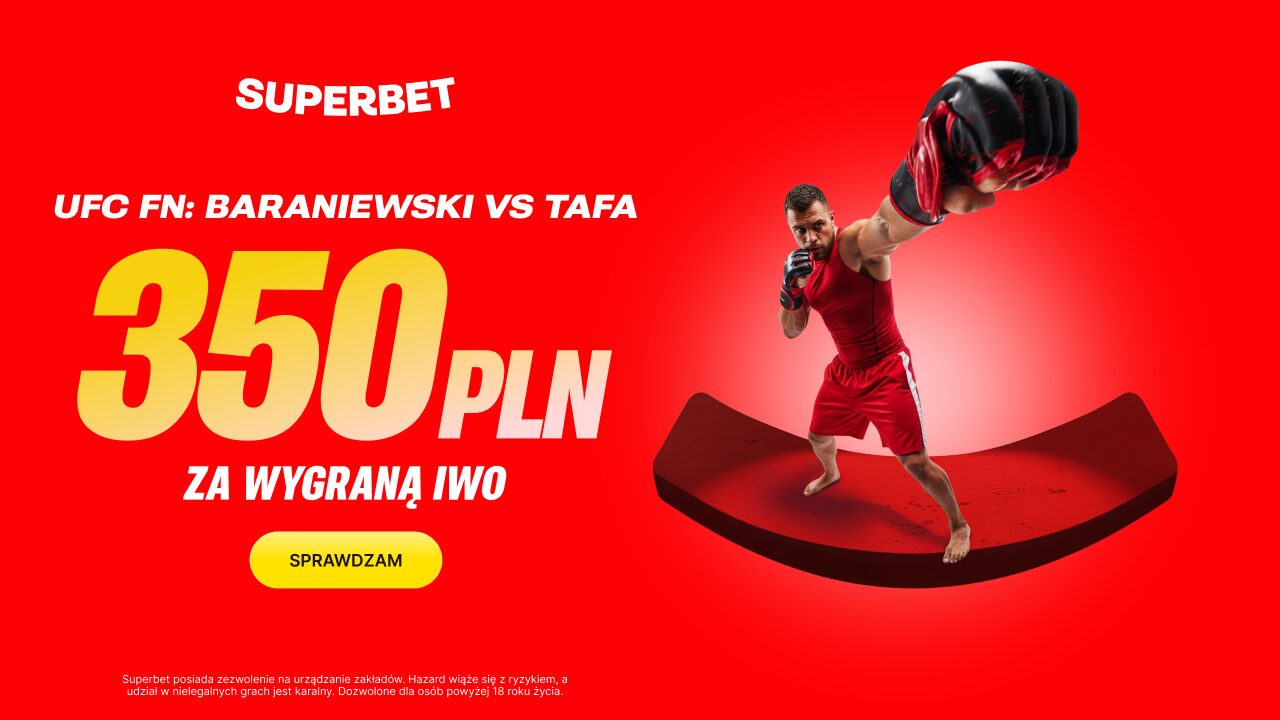 Bonus 350 PLN za zwycięstwo Iwo Baraniewskiego w walce z Juniorem Tafą