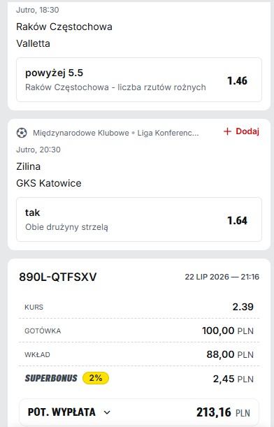 Kupon Superbet 23.07.
