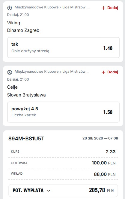 Kupon Superbet LM 26.08.