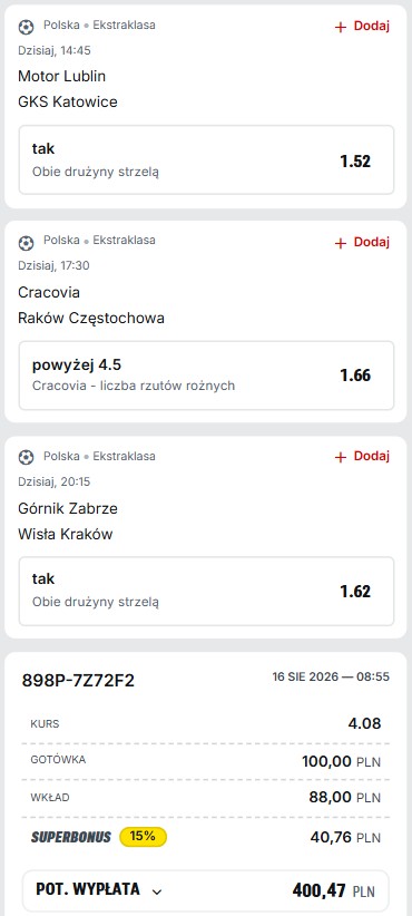 Kupon Ekstraklasa trebel