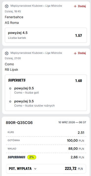 Kupon LM Superbet 10.09.