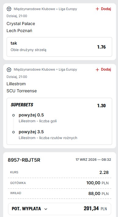 Kupon Superbet LE 17.09.