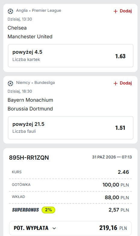 Kupony Superbet 31.10.