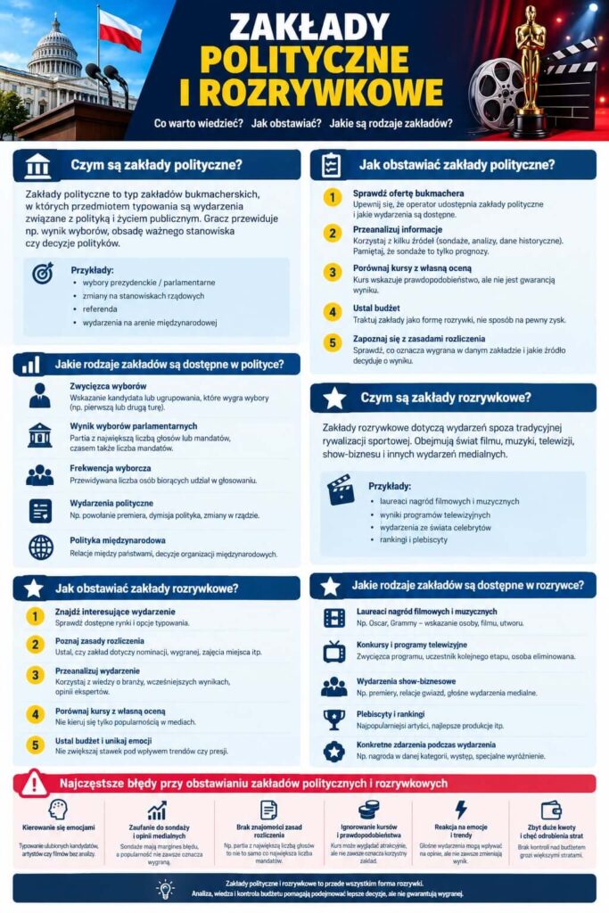 Zakłady polityczne i rozrywkowe - infografika